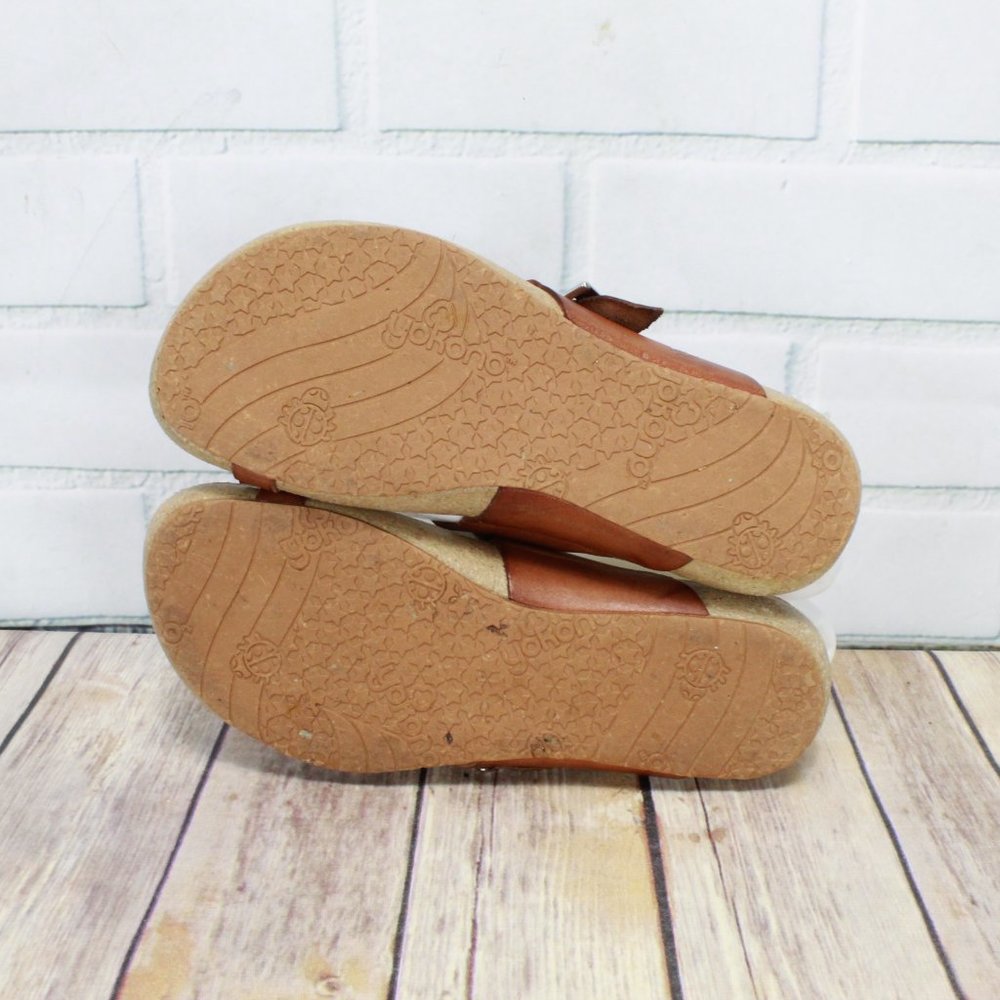 SALE! Yokono Thong Brown Leather Buckle Sandals 6 - Picture 6 of 8